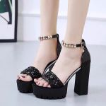 Sequins heightened waterproof platform fashionable open toe women's shoes - Image 2